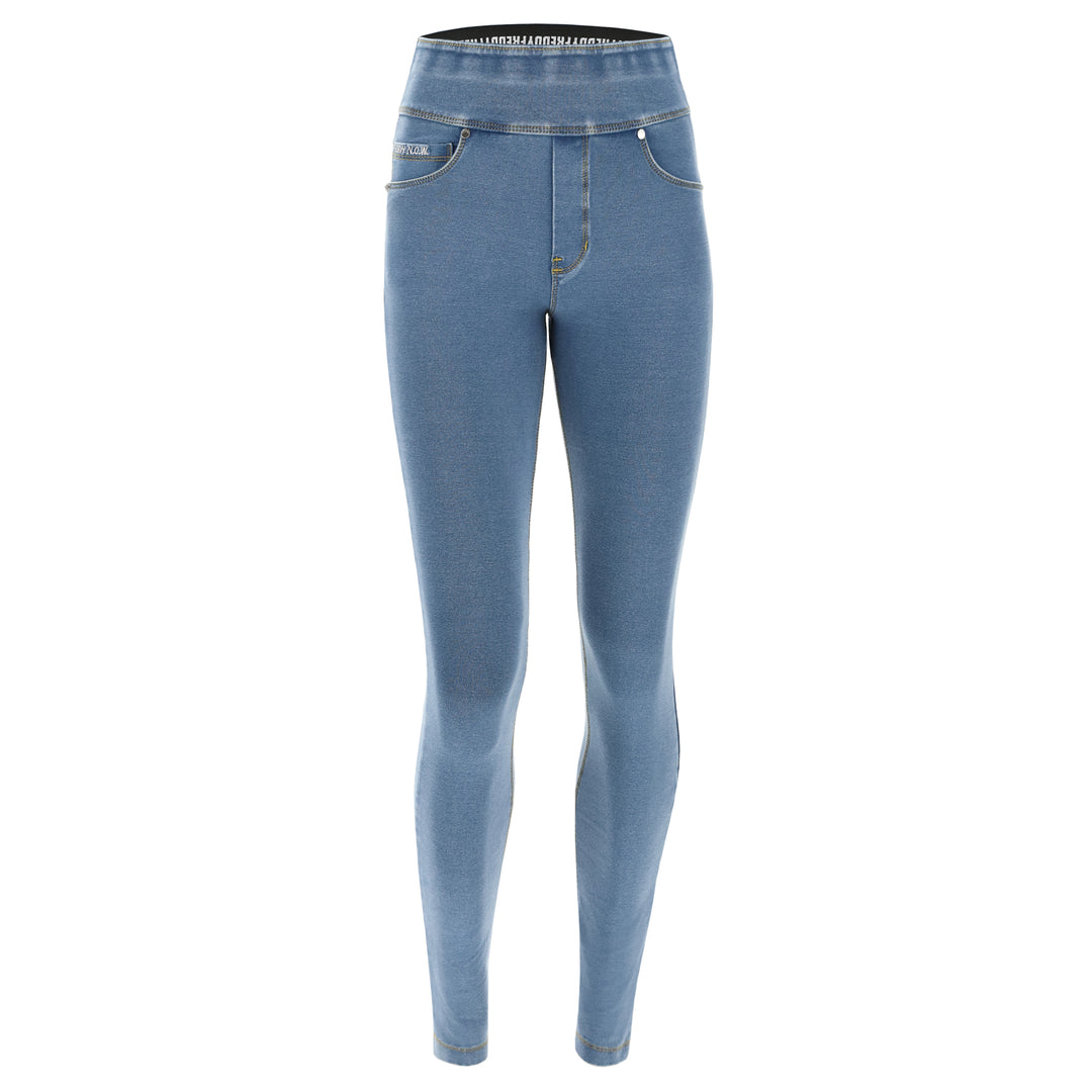 (NOWY1MC002-J4Y) N.O.W.® PANTS DENIM-EFFECT JERSEY LIGHT BLUE PANTS WITH A FOLDABLE WAIST