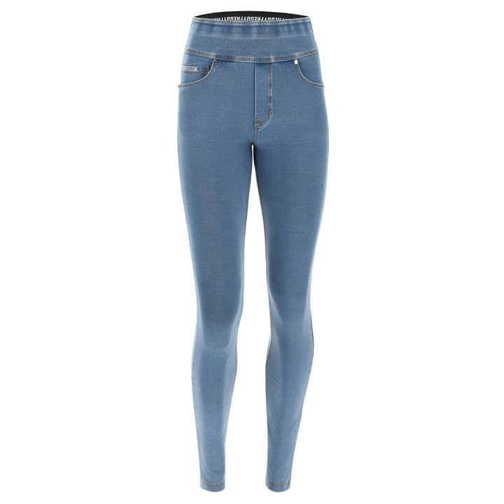 (NOWY1MC002-J4Y) N.O.W.® PANTS DENIM-EFFECT JERSEY LIGHT BLUE PANTS WITH A FOLDABLE WAIST