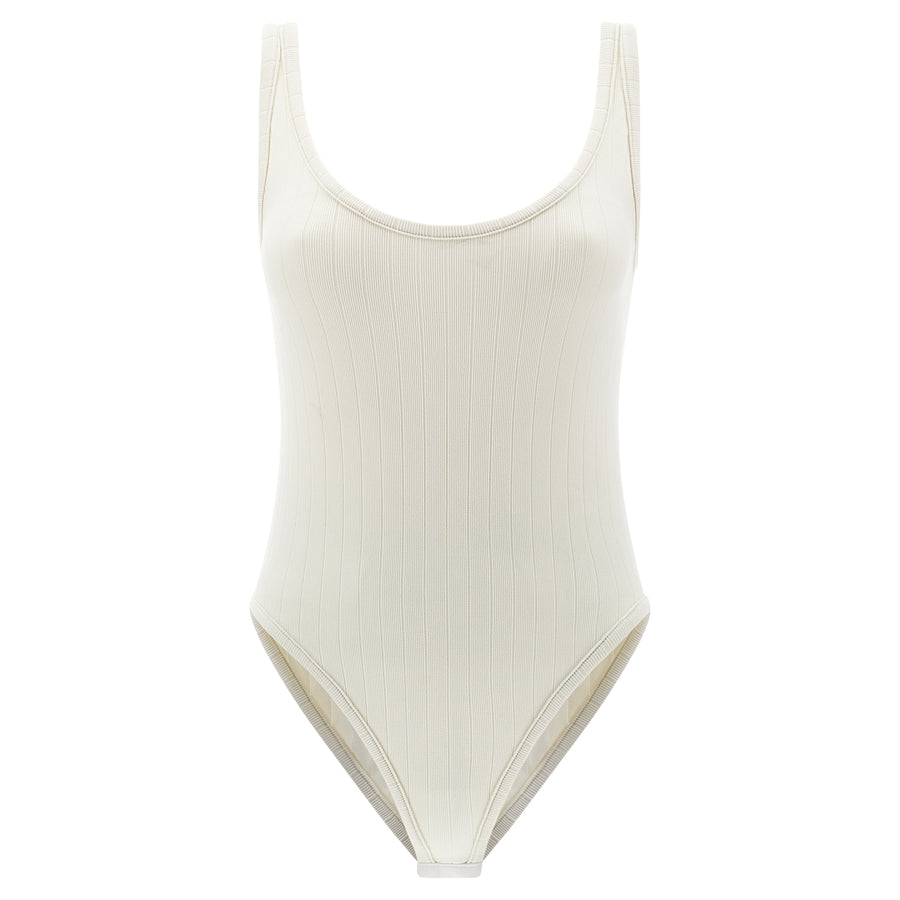 Witte Body in Rib Katoen