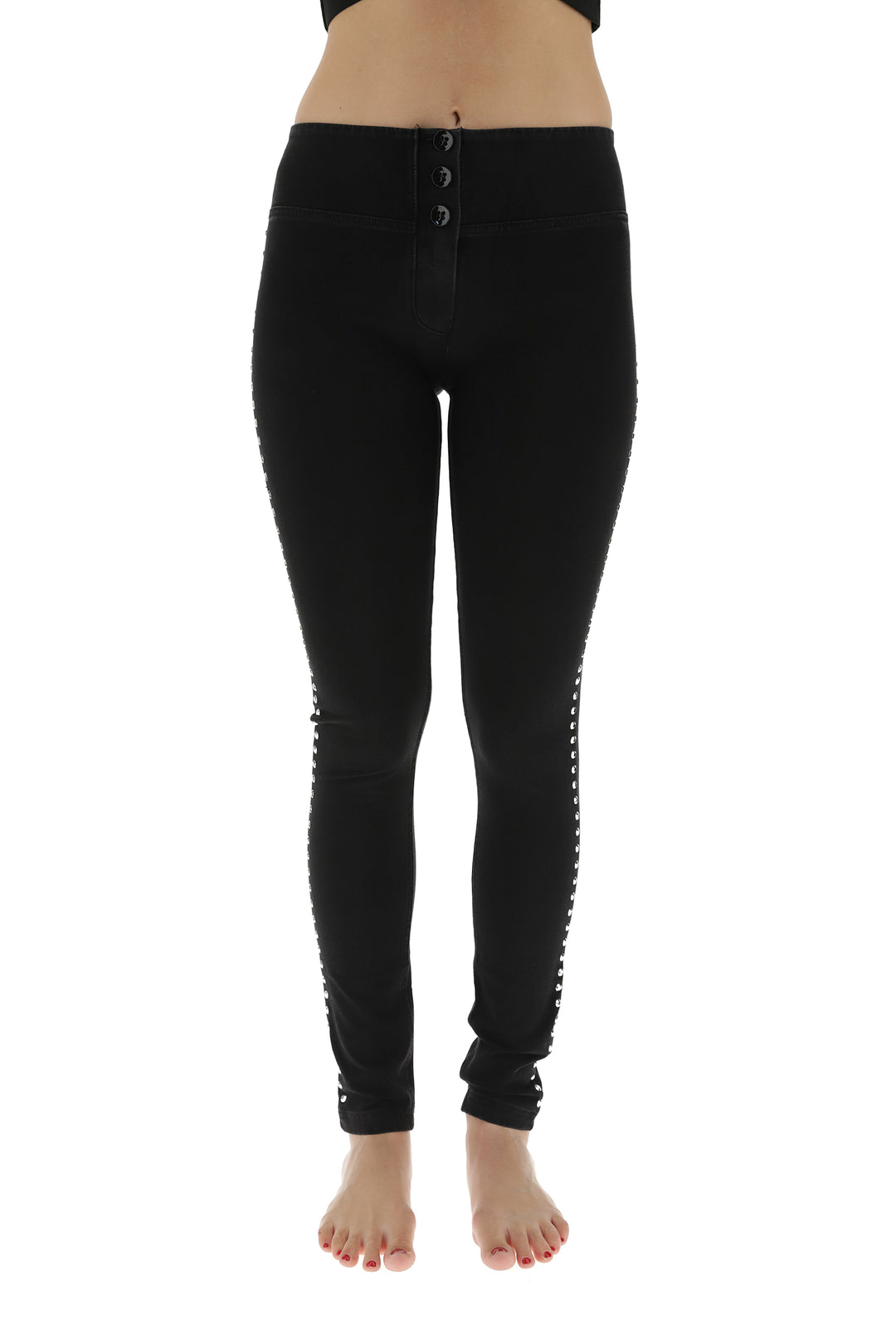 (WRUP1MS121-J7N) MEDIUM-WAISTED WR.UP® SHAPING JEANS WITH STUDS DOWN THE LEG