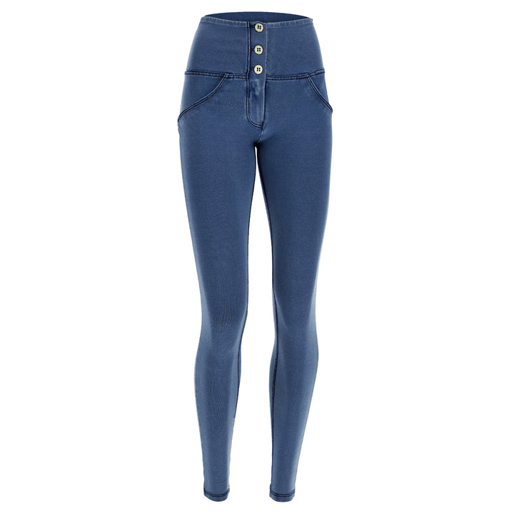 wrup freddy pantroom jeggings denim look push up shaping shapewear elastaan cotton katoen  high waist hoge taille  blue lightblauw blauw light
