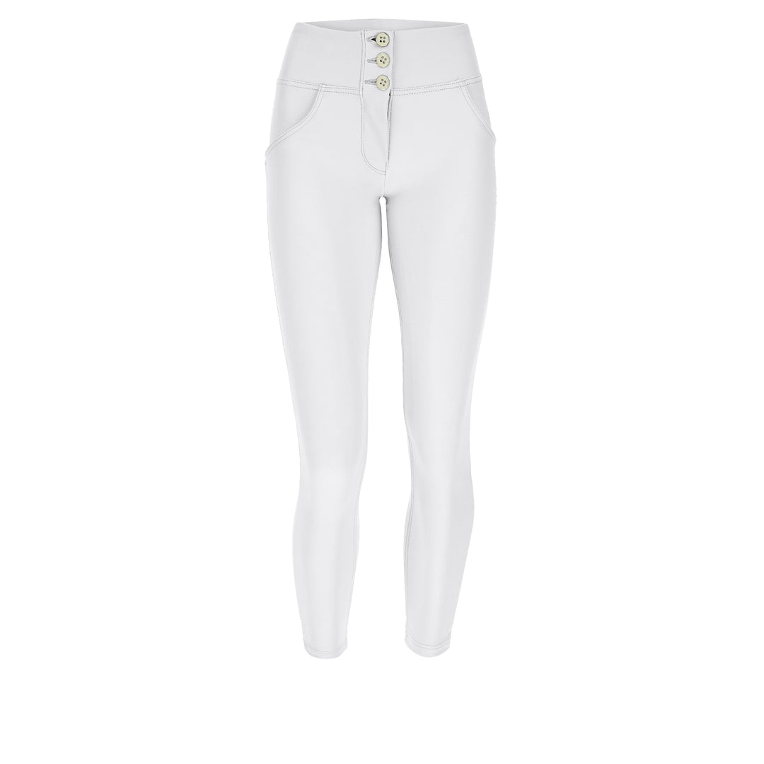 mid waist freddy faux leather look nepleer enkel lengte ankle length push up shaping trousers pants broek wit white