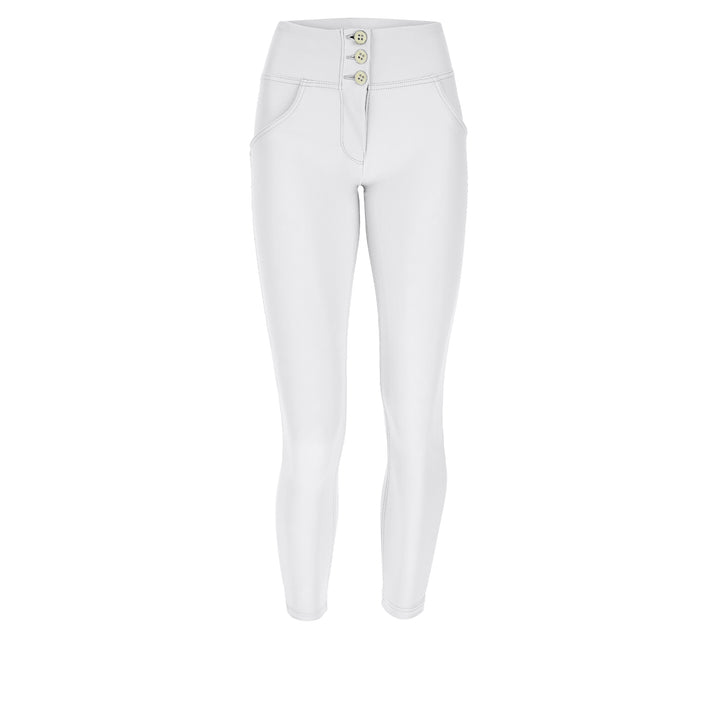 mid waist freddy faux leather look nepleer enkel lengte ankle length push up shaping trousers pants broek wit white