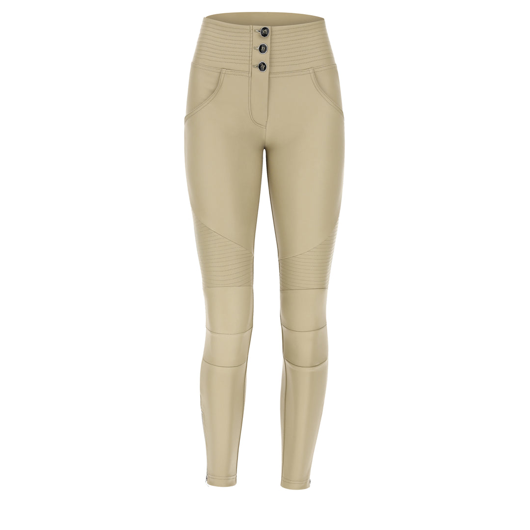 biker knees creme beige stoer enkel lengte kort model mid waist