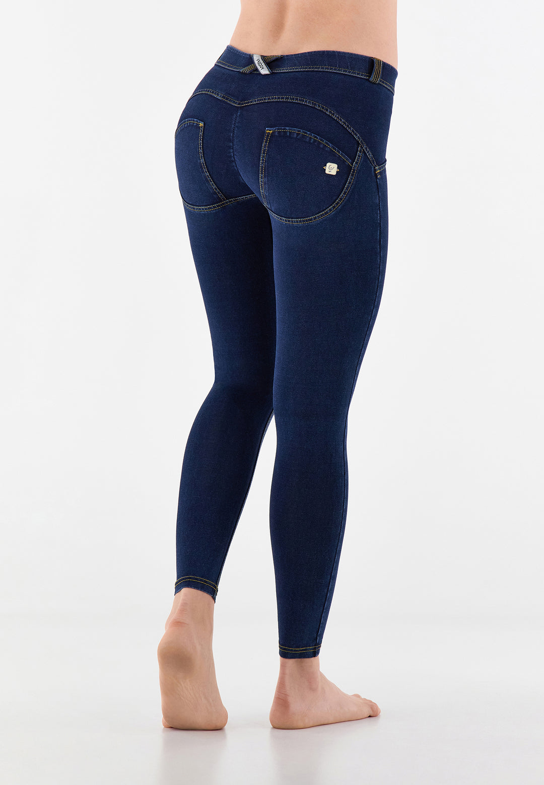 freddy push up shaping regular waist ankle length pants shapewear trousers broek denim look jegging stretch comfort jeans dark blue donkerblauw blauw