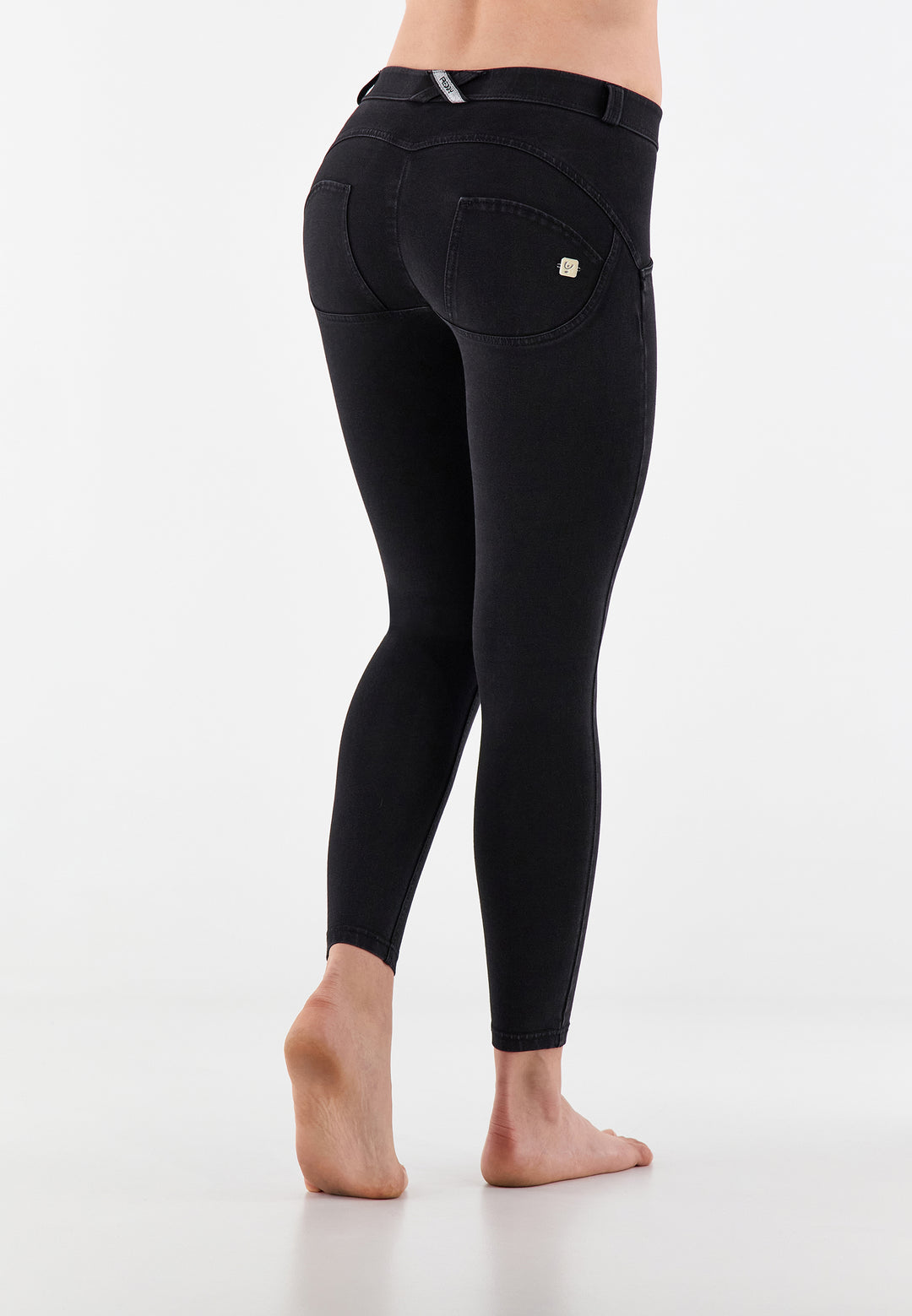 freddy push up shaping regular waist ankle length pants shapewear trousers broek denim look jegging stretch comfort jeans zwart black