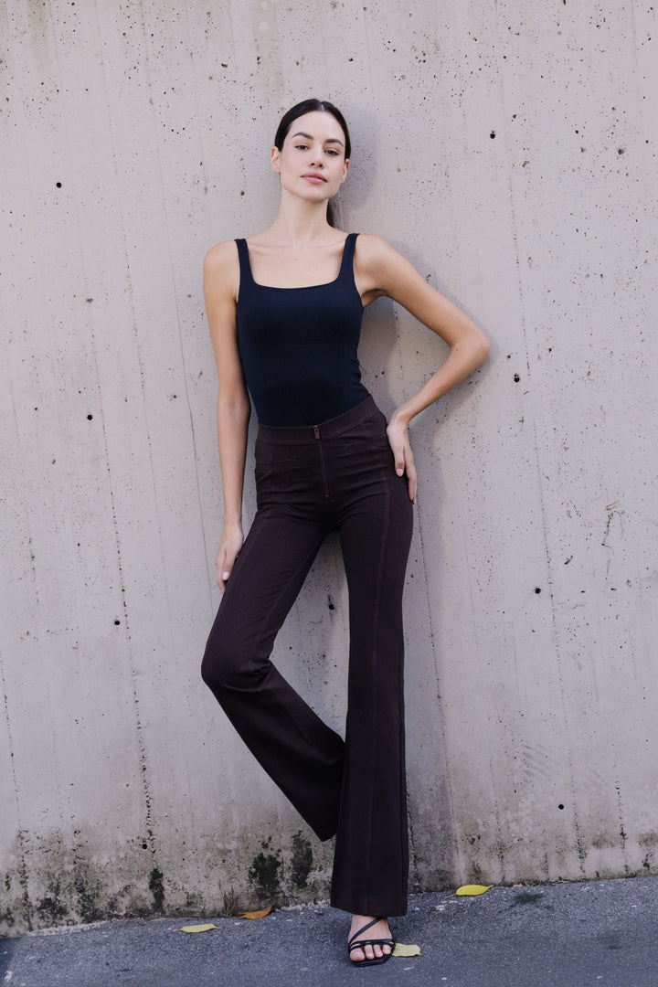 (WRUP11RMF2521-N) Organic Cotton Heavy Jersey stretch Flare Fit Black pant