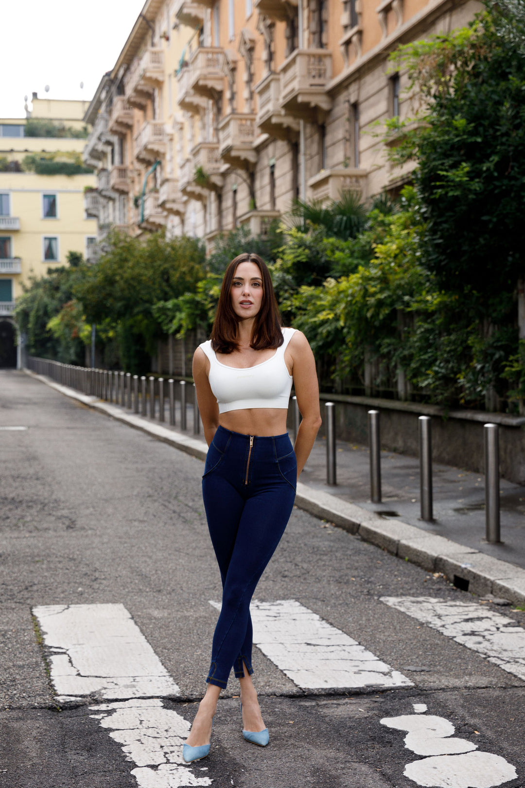 (WRUP4SHF311-J0Y) Super High Waist Wr.Up® Denim Look met Splitje aan de Enkel