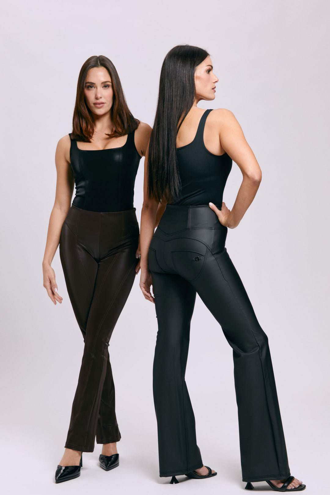 (WRUP11HF2572-N) Recycled faux leather Flare Fit Black pant