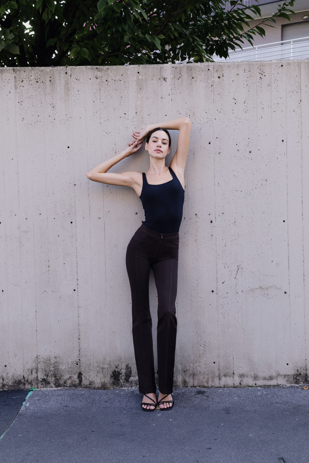 (WRUP11RMF2521-N) Organic Cotton Heavy Jersey stretch Flare Fit Black pant