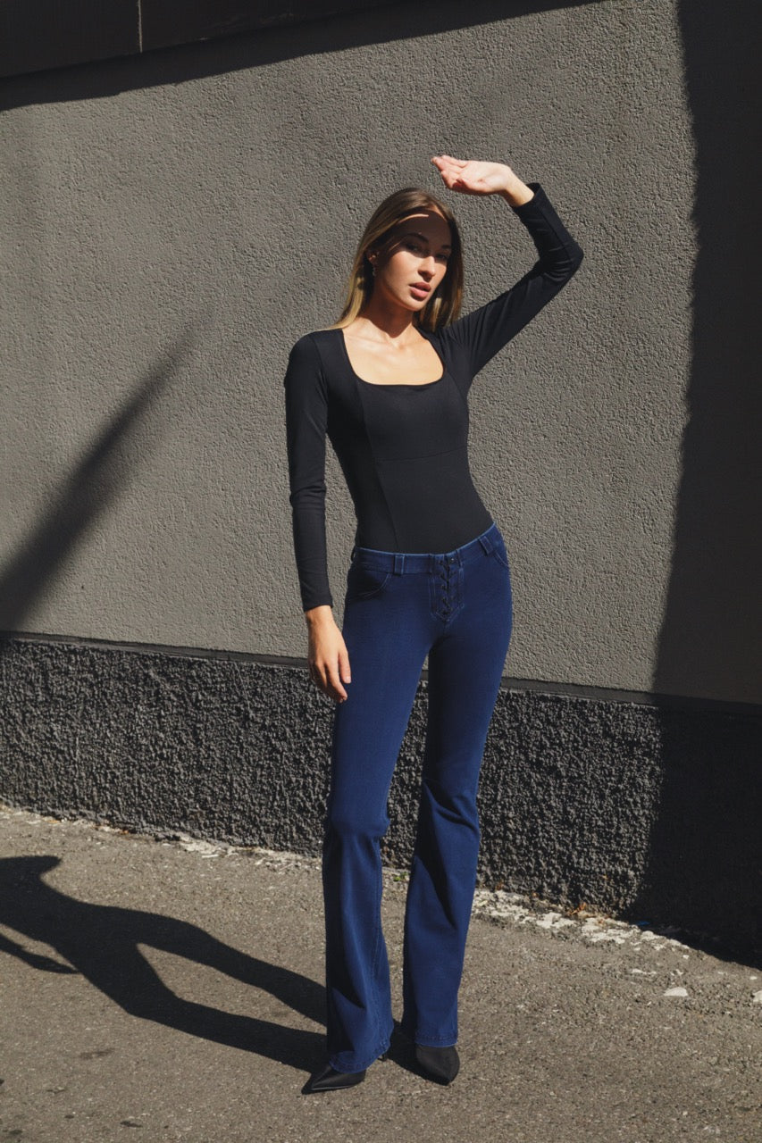 (WRUP11HF2573-J0B) Denim Stretch Organic cotton Flare Fit Blue Denim pant