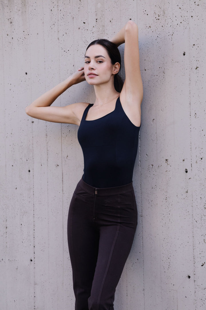 (WRUP11RMF2521-N) Organic Cotton Heavy Jersey stretch Flare Fit Black pant