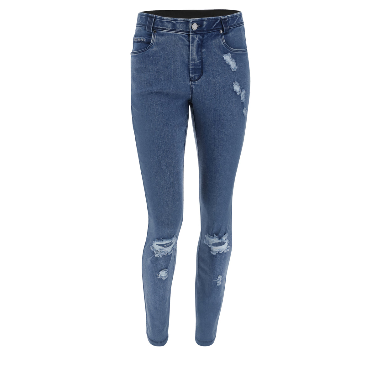 (BLACK1RS102-J4B) FREDDY BLACK JEANS IN STRETCH DENIM WITH RIPS enlarged