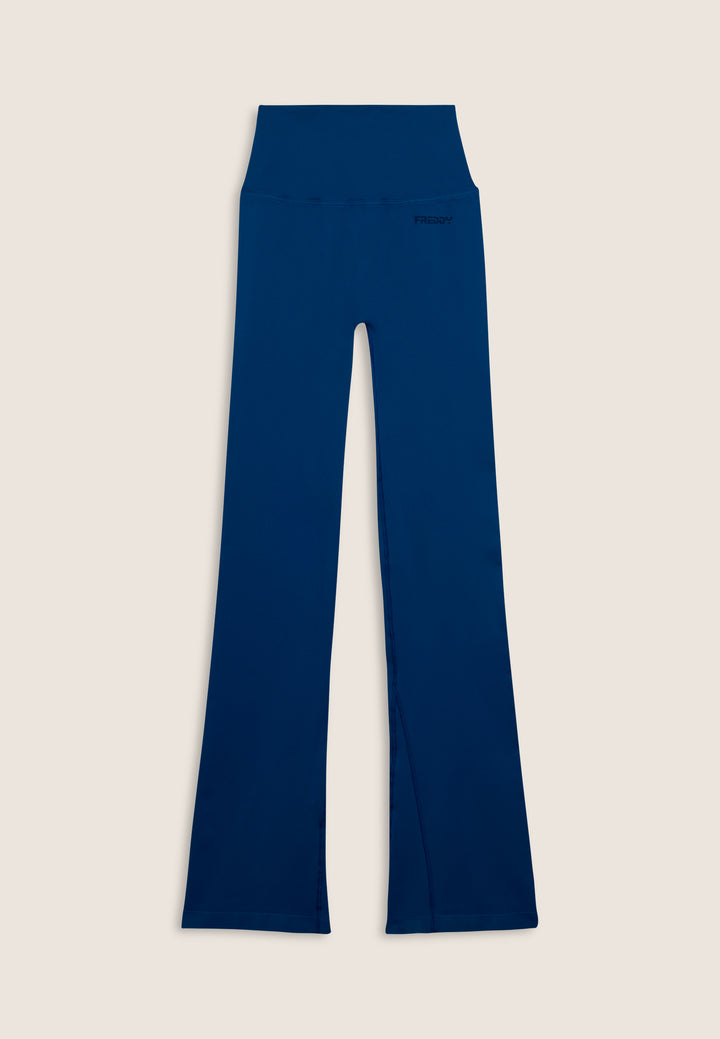 F25WSMP2-B61  Flared Legging met Super Hoge Taille in Ribstructuur