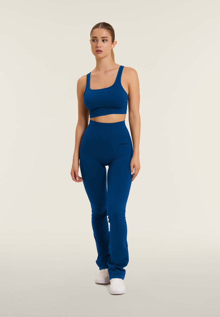 F25WSMP2-B61  Flared Legging met Super Hoge Taille in Ribstructuur