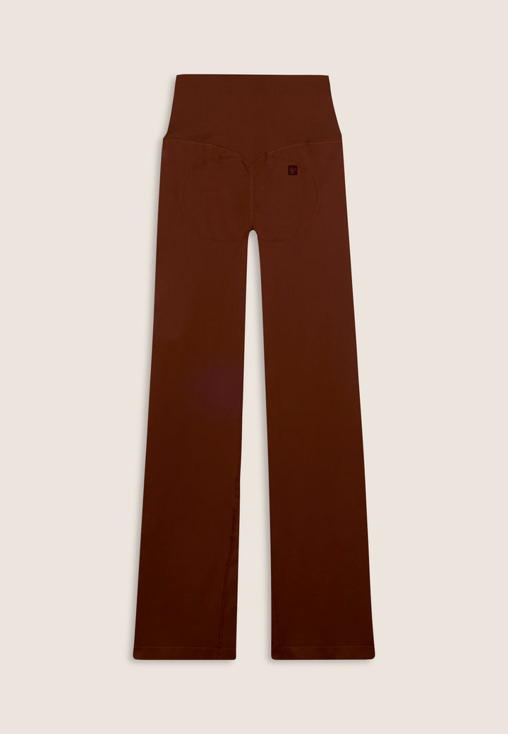 F25WSMP2-M48 Flared Legging met Super Hoge Taille in Ribstructuur