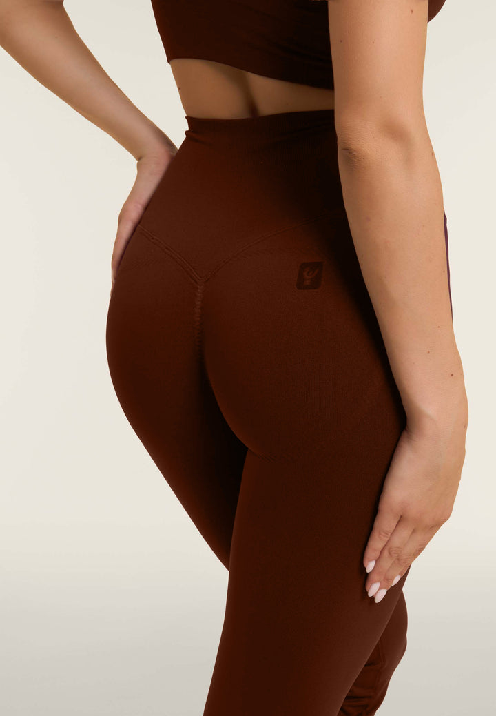 F25WSMP2-M48 Flared Legging met Super Hoge Taille in Ribstructuur