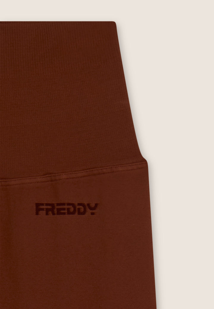 F25WSMP2-M48 Flared Legging met Super Hoge Taille in Ribstructuur