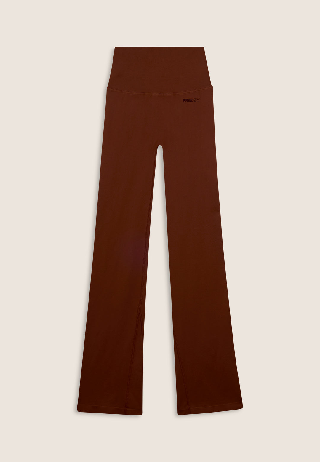 F25WSMP2-M48 Flared Legging met Super Hoge Taille in Ribstructuur