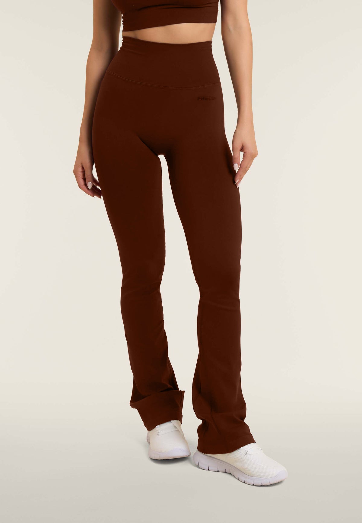 F25WSMP2-M48 Legging évasé avec taille très haute en structure côtelée agrandi