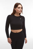 (F3WSFT3-N) Seamless Cropped Top with Long Sleeves