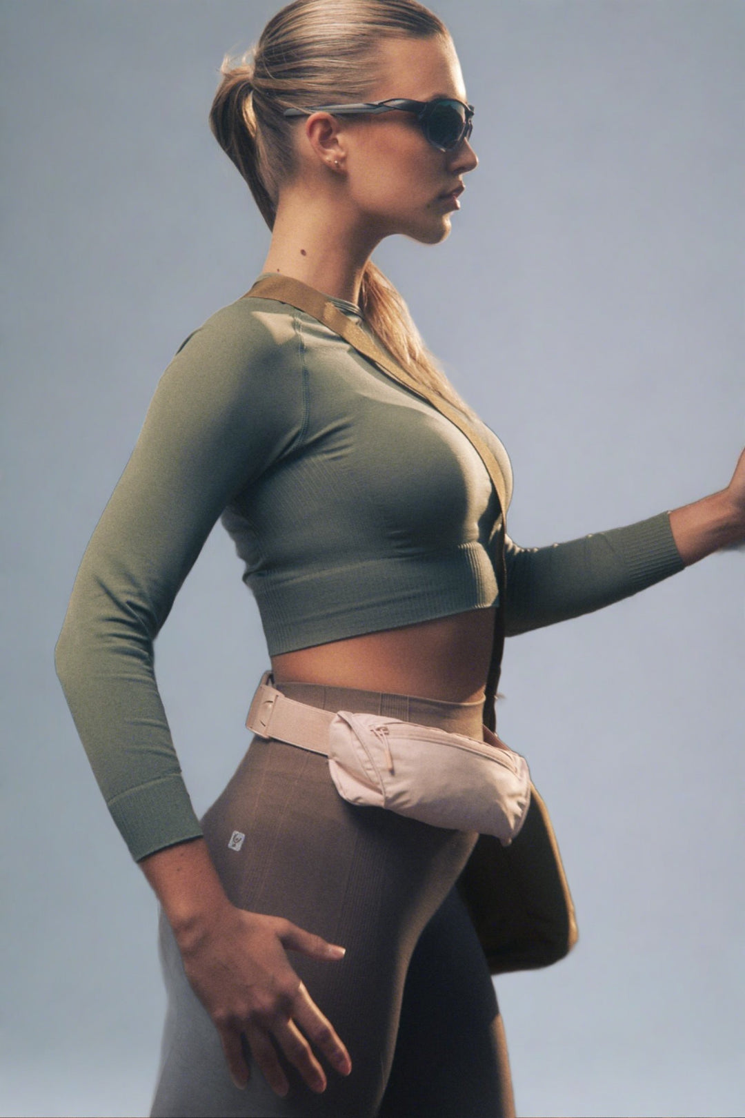 freddy pantroom long sleeved crop top gym sports sport fitness shirt stretchy top groen green seamless