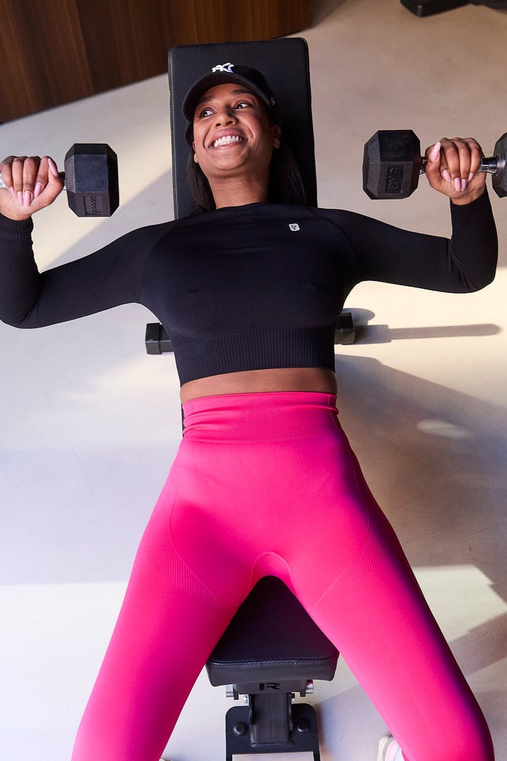 (F3WSFT3-N) Seamless Cropped Top with Long Sleeves