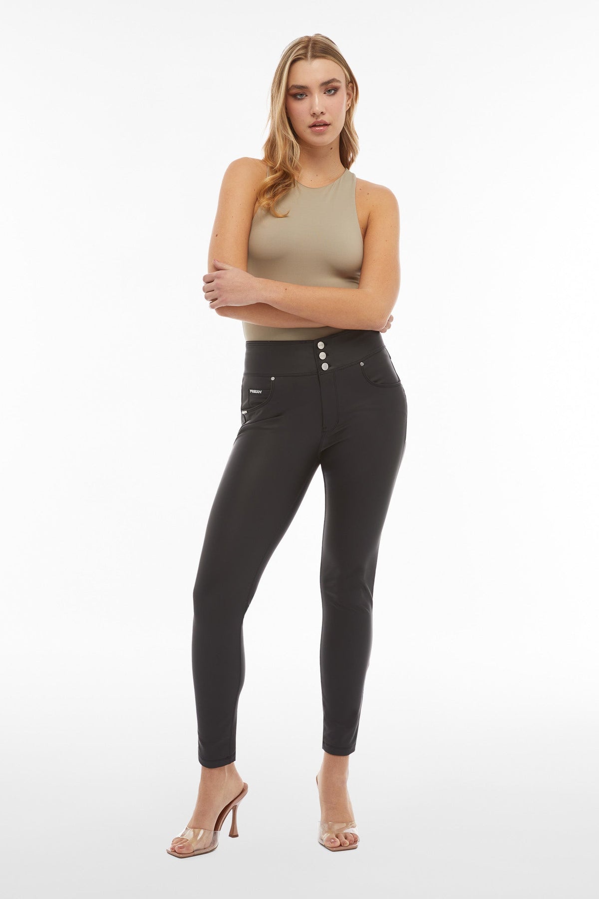 (NOW1HC006PREC-N) Pantalon skinny NOW® en simili cuir conçu avec une taille haute