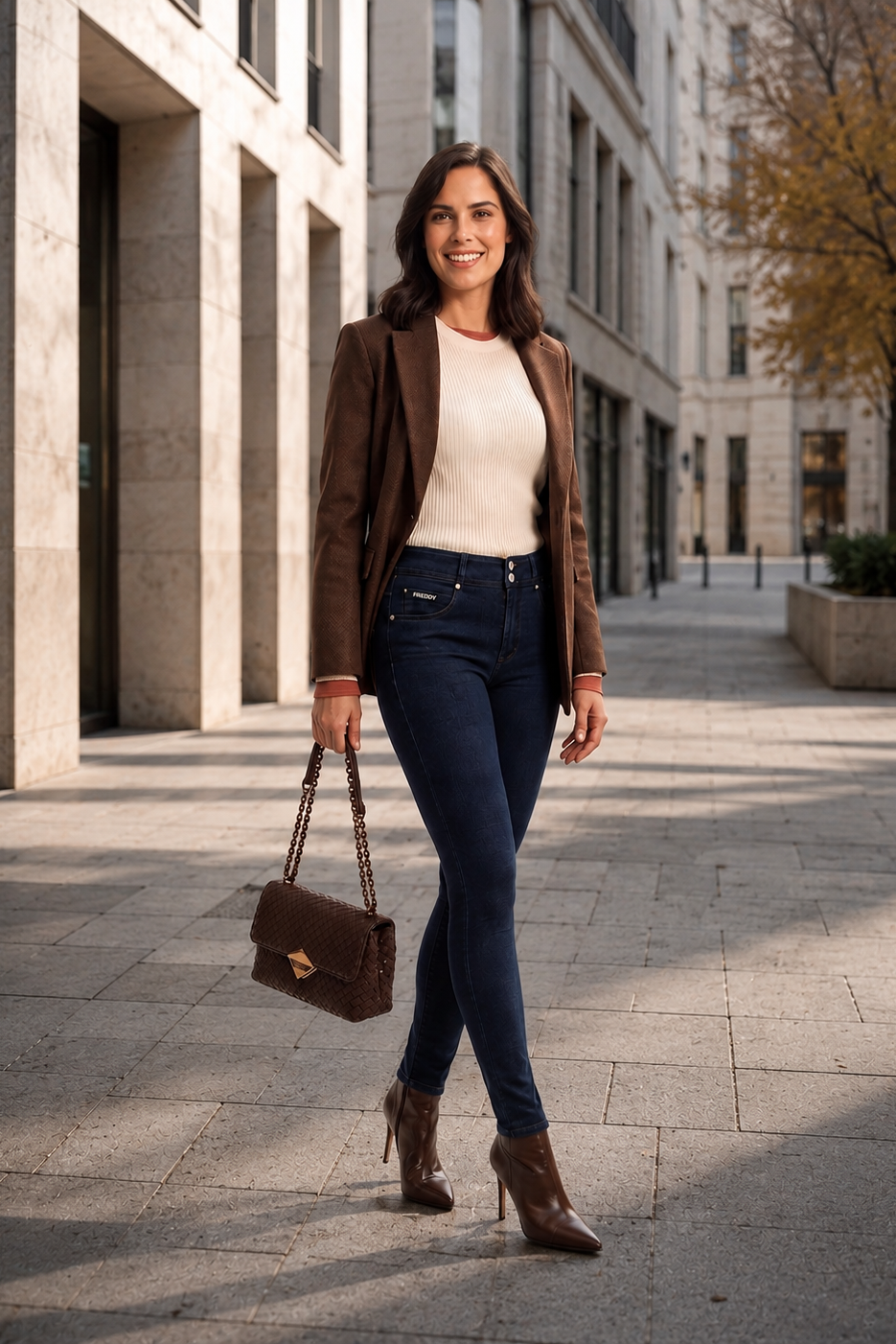 (NOW1MC002ORG-J0B) N.O.W.® Mid Waist Jeans met Knoopsluiting