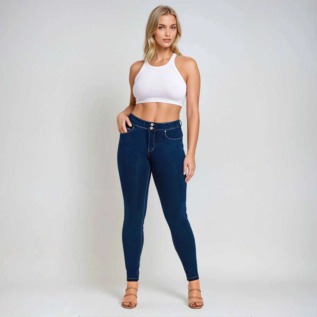 (NOW1MC002ORG-J0Y) N.O.W.® Mid Waist Jeans met Knoopsluiting
