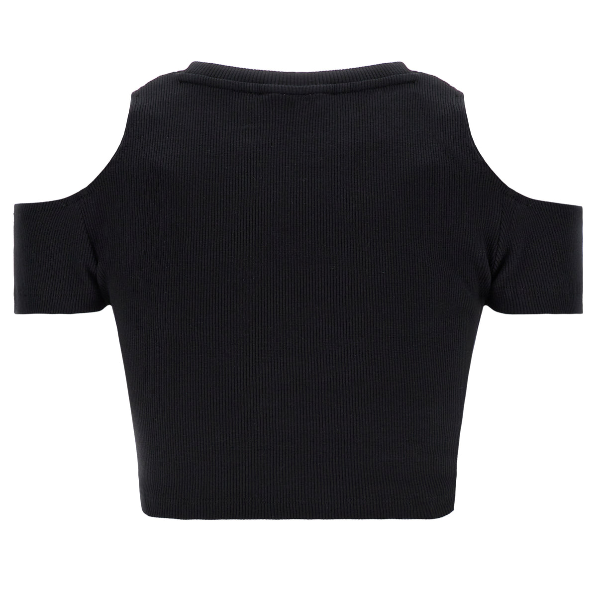 (S3WGZT7-N) Freddy Form-fitting ribbed fabric crop top with cut-out shoulders enlarged