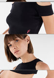 (S3WGZT7-N) Freddy Form-fitting ribbed fabric crop top with cut-out shoulders