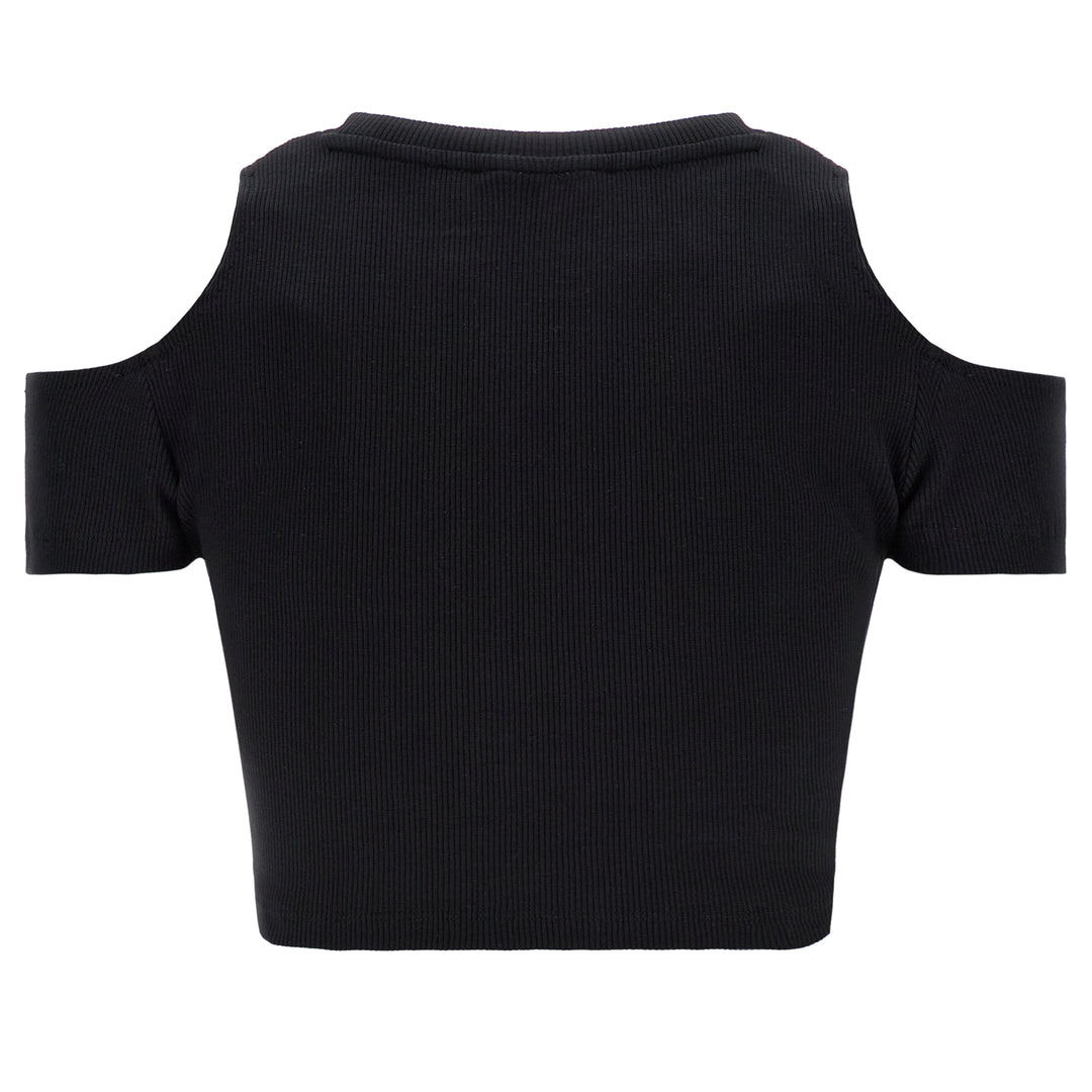 (S3WGZT7-N) Freddy Form-fitting ribbed fabric crop top with cut-out shoulders