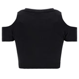 (S3WGZT7-N) Freddy Form-fitting ribbed fabric crop top with cut-out shoulders