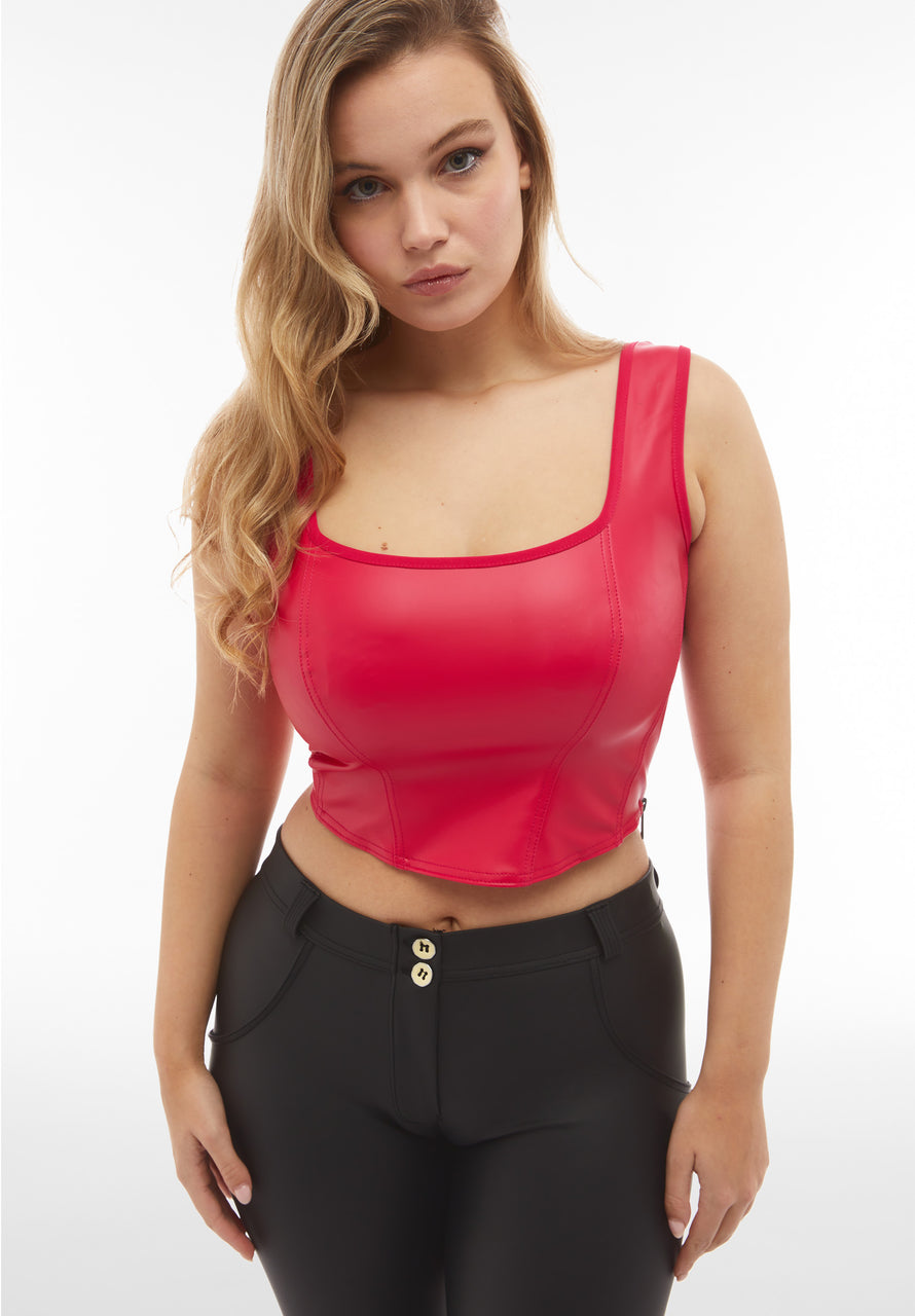 S4WTWT5 F99 Bustier Crop Top in Faux Leather