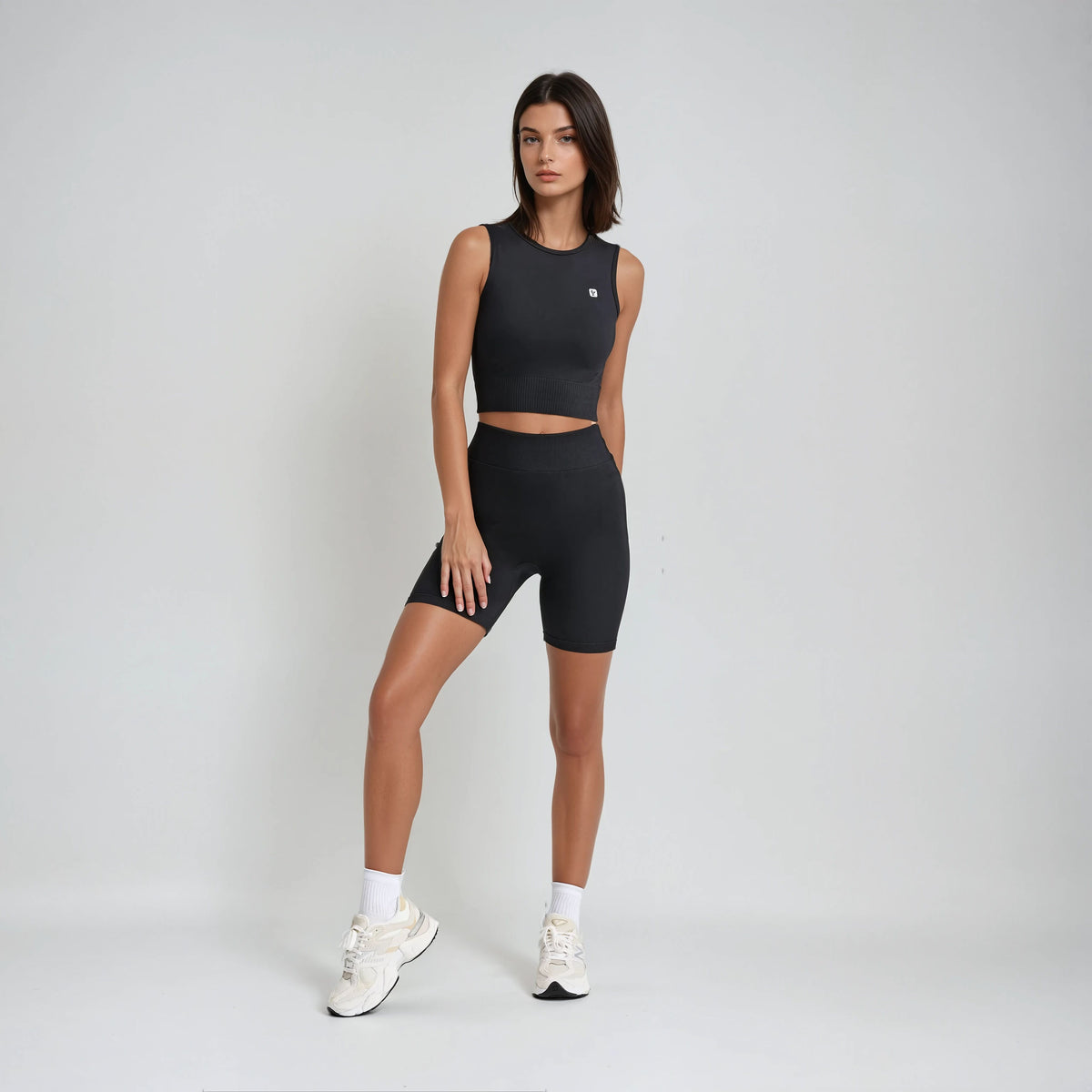 (SF46HF301-N) Short cycliste sans coutures à taille très haute agrandi