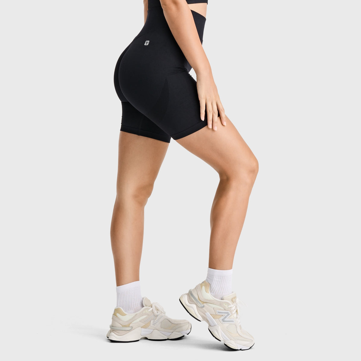 (SF46HF301-N) Short cycliste sans coutures à taille très haute agrandi