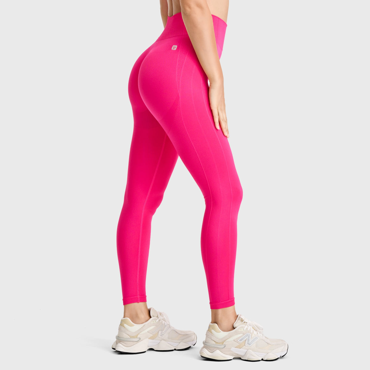 (SF5HF316-F103) Leggings sans coutures taille haute longueur cheville avec détails côtelés agrandi