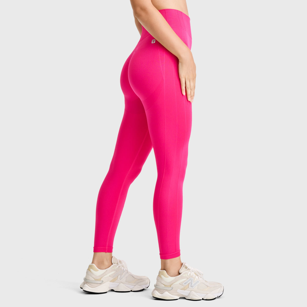 (SF5HF316-F103) Leggings sans coutures taille haute longueur cheville avec détails côtelés agrandi