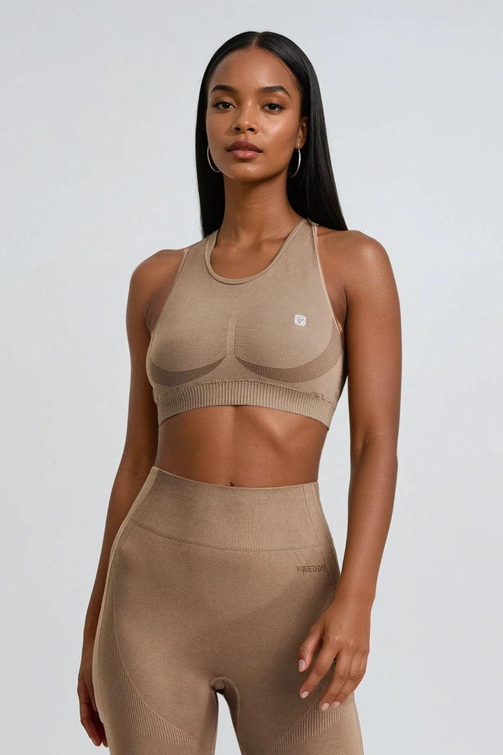 (F3WSFB10-M105) Seamless Bra with Crossed Shoulder Straps
