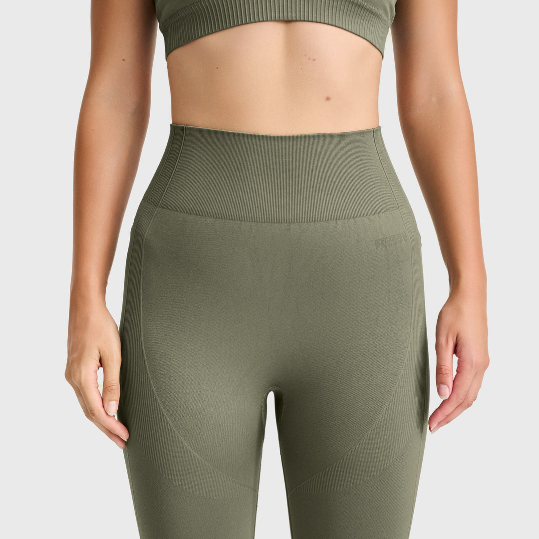 (SF5HF315-V52) Seamless High Waist Ankle-Length Leggings in Ribbed Fabric