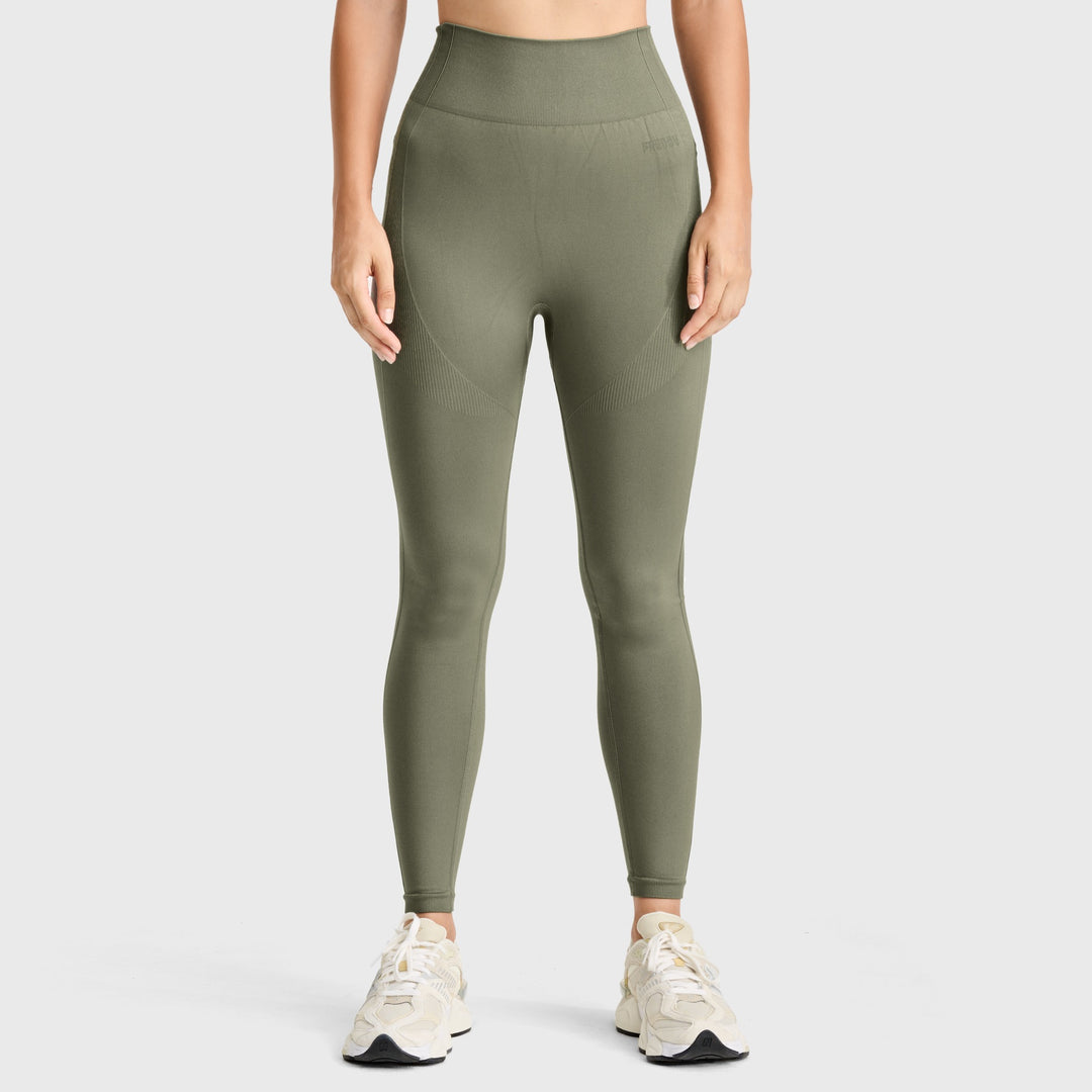 (SF5HF315-V52) Seamless High Waist Ankle-Length Leggings in Ribbed Fabric