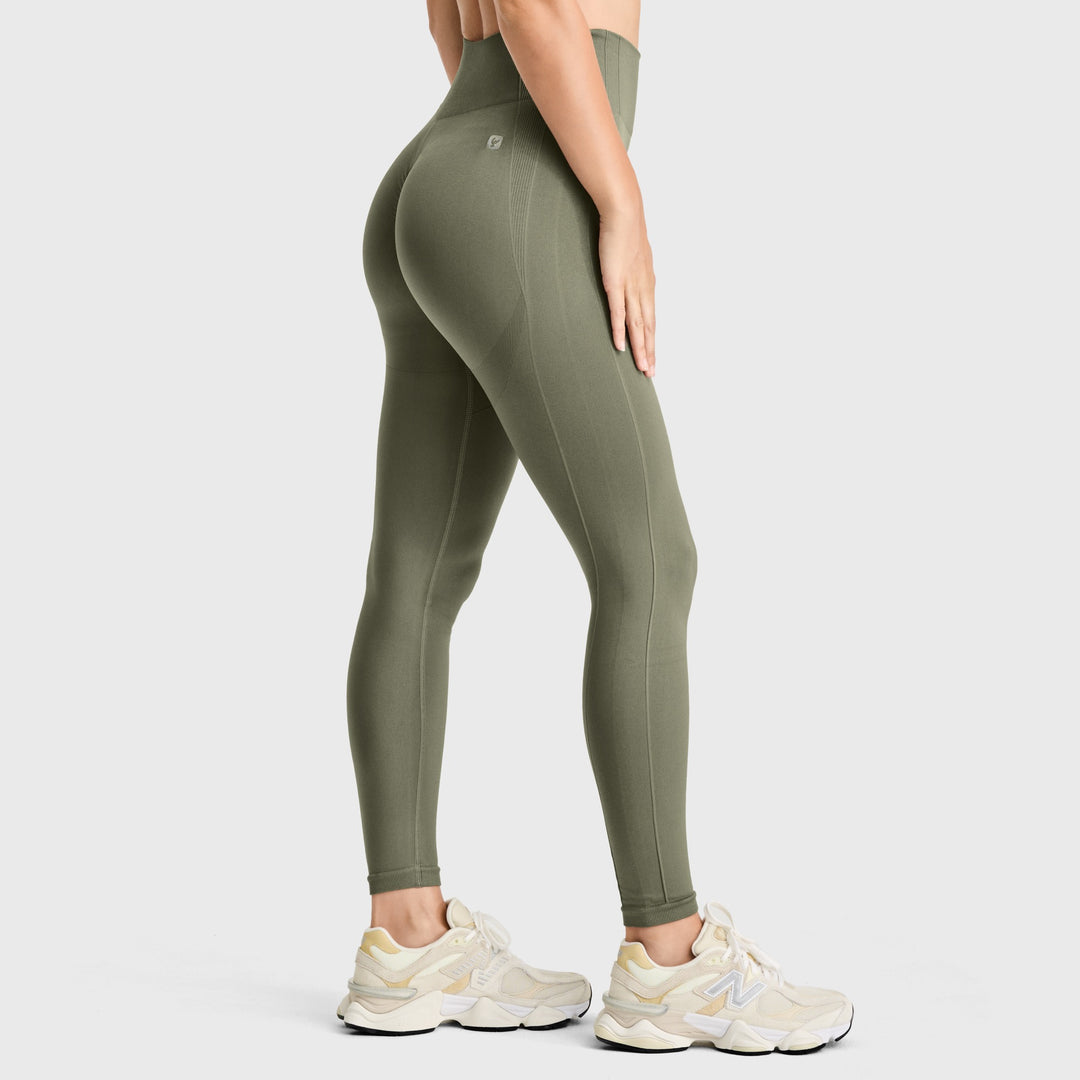 (SF5HF315-V52) Seamless High Waist Ankle-Length Leggings in Ribbed Fabric