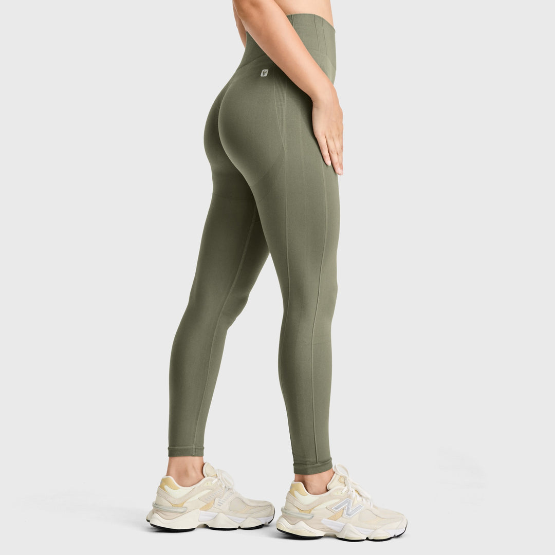 (SF5HF315-V52) Seamless High Waist Ankle-Length Leggings in Ribbed Fabric