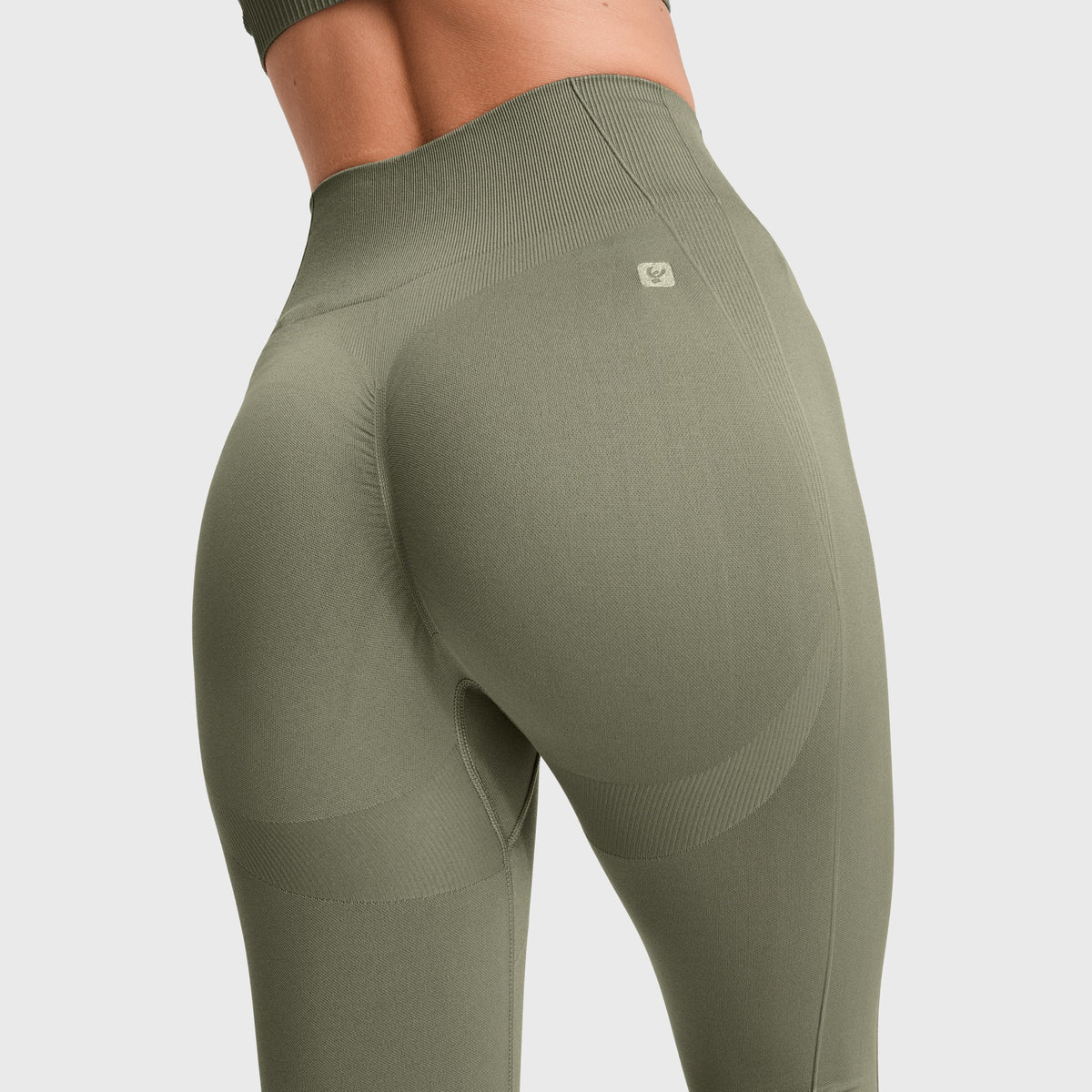 (SF5HF315-V52) Leggings sans coutures taille haute longueur cheville en tissu côtelé agrandi