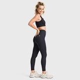 (SF5HF316-N) High-Waistband Ankle-Length Seamless Leggings with Ribbed Details