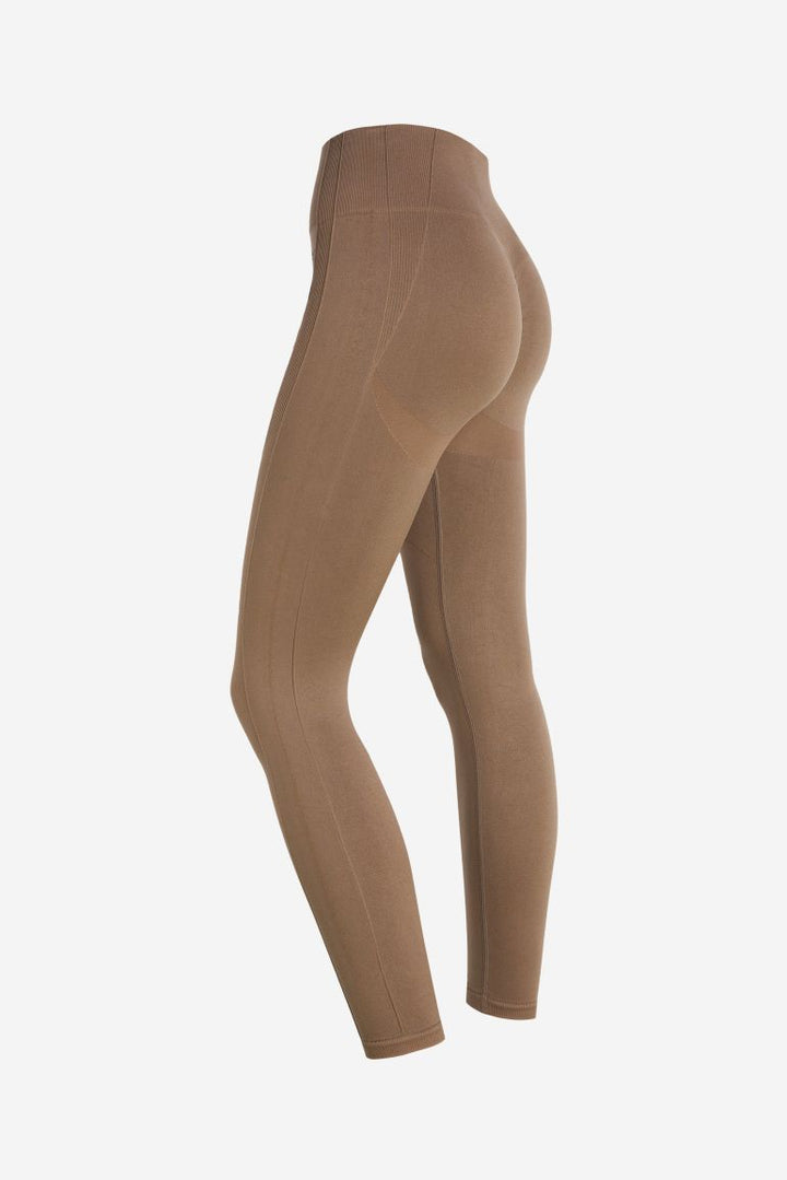 (SF5HF316-M105) High-Waistband Ankle-Length Seamless Leggings with Ribbed Details