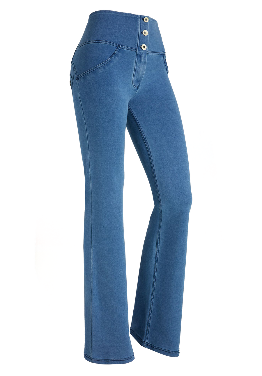 Blauwe WR.UP® Flared Jeans met een Hoge Taille en Knoopsluiting
