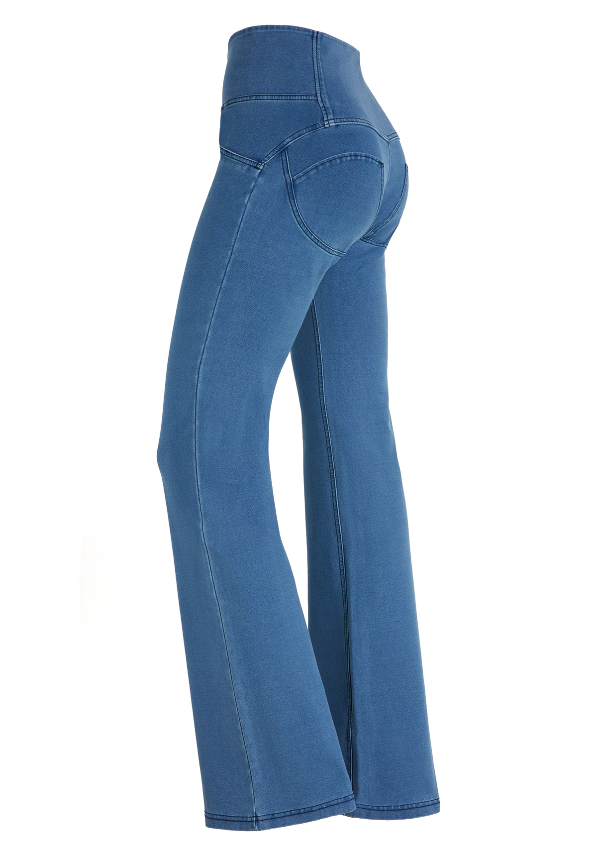 (WRUP11BHC002ORG-J4B) Jean évasé bleu WR.UP® avec une haute taille et un bouton de serrage agrandi