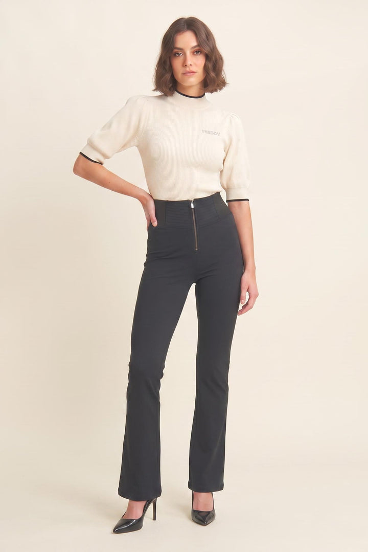 (WRUP11HF2526-N) D.I.W.O. stretch Flare Fit zwarte broek